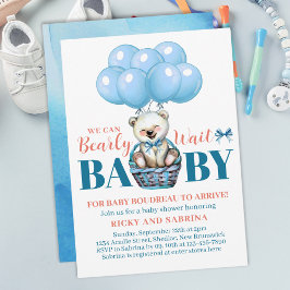 Invitación Teddy Bear Ahí Baby Shower Azul