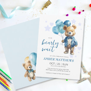 Invitación Teddy Bear Baby Boy Shower