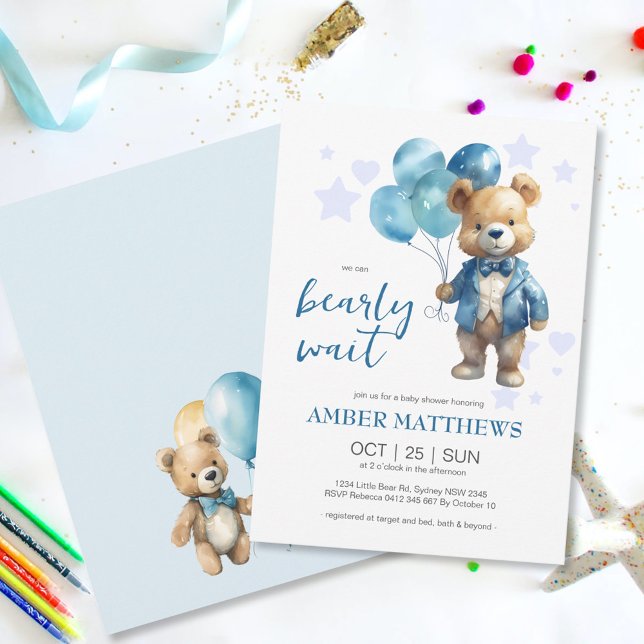 Invitación Teddy Bear Baby Boy Shower (Subido por el creador)