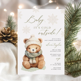 Invitación Teddy Bear Baby hace frío fuera de Baby Shower