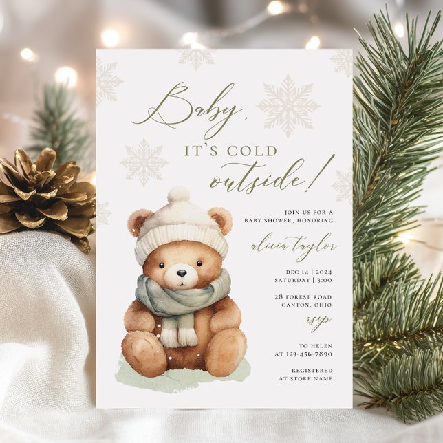 Invitación Teddy Bear Baby hace frío fuera de Baby Shower (Subido por el creador)