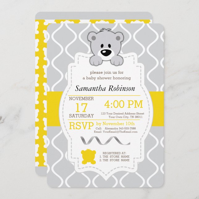 Invitación Teddy Bear Baby Shower (Anverso / Reverso)