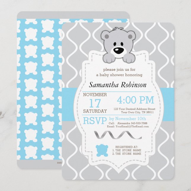 Invitación Teddy Bear Baby Shower (Anverso / Reverso)