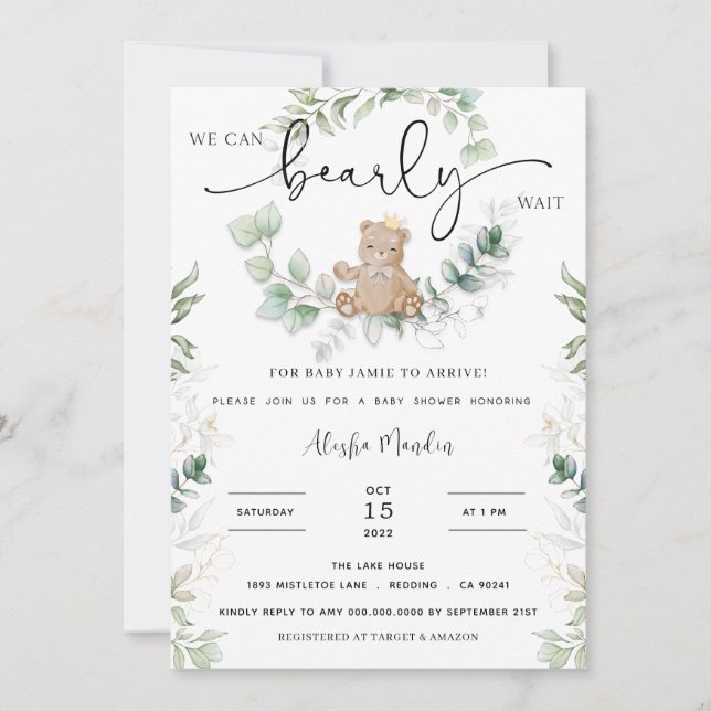 Invitación Teddy Bear Baby Shower (Anverso)