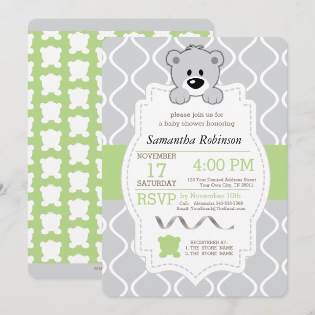 Invitación Teddy Bear Baby Shower (Anverso / Reverso)