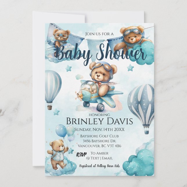 Invitación Teddy Bear Baby Shower (Anverso)