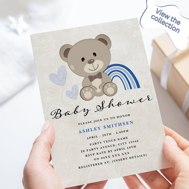 Invitación Teddy Bear Baby Shower (Azul) (Subido por el creador)