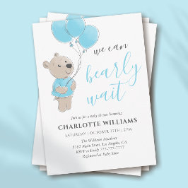 Invitación Teddy Bear Baby Shower Boy Blue