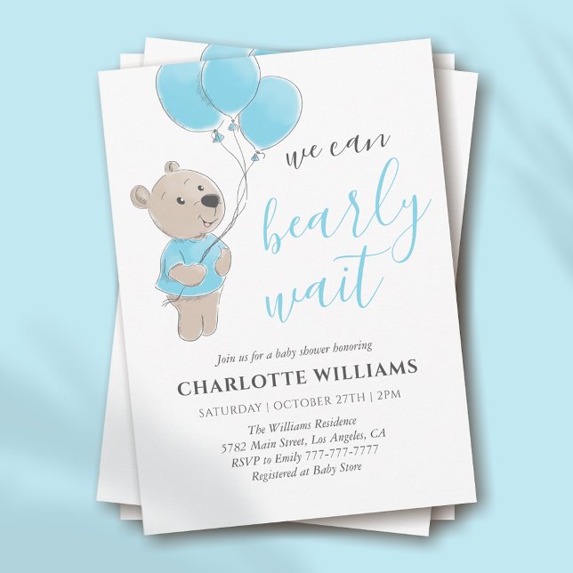 Invitación Teddy Bear Baby Shower Boy Blue (Subido por el creador)