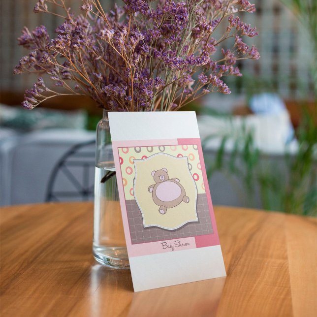 Invitación Teddy Bear Baby Shower con círculos retro (Subido por el creador)