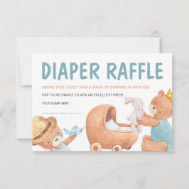 Invitación Teddy Bear Baby Shower Diaper Raffle Ticket