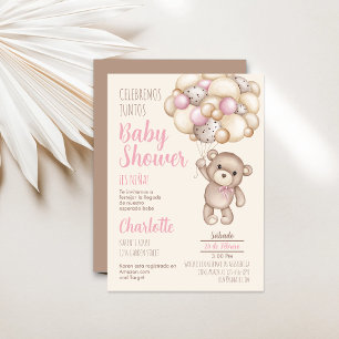 Invitación Teddy Bear Baby Shower Girl Spanish Invitation