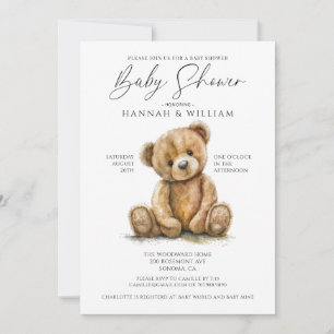 Invitación Teddy Bear Baby Shower invita a la neutralidad de 