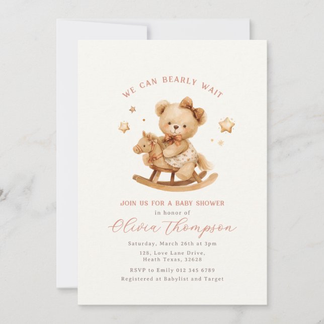 Invitación Teddy Bear Baby Shower Invitation (Anverso)