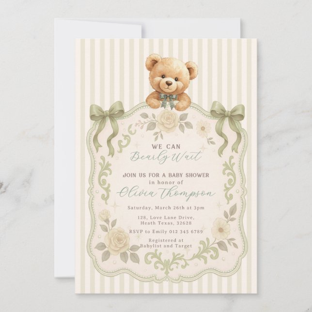 Invitación Teddy Bear Baby Shower Invitation (Anverso)