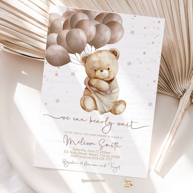 Invitación Teddy Bear Baby Shower Podemos esperar (teddy bear baby shower,baby shower theme,gender neutral baby shower,baby shower decorations,teddy be)