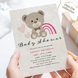 Invitación Teddy Bear Baby Shower (Rosa)