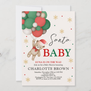 Invitación Teddy Bear Baby Shower, Santa Baby Shower