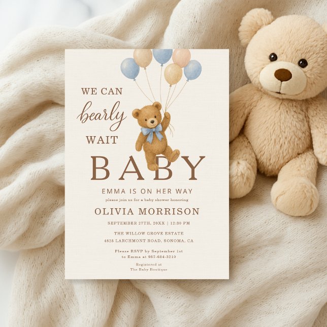 Invitación Teddy Bear Baby Shower We Can Bearly Wait (Subido por el creador)