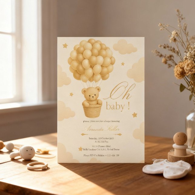 Invitación Teddy Bear Balloon Baby Shower (Subido por el creador)