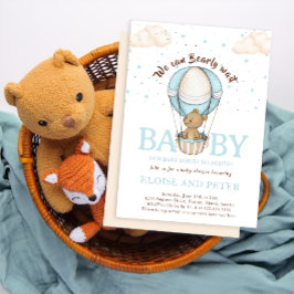 Invitación Teddy Bear Balloon Star Bearly Wait Baby Shower