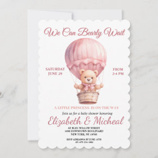 Invitación Teddy Bear Balloon Theme Baby Shower Invitation