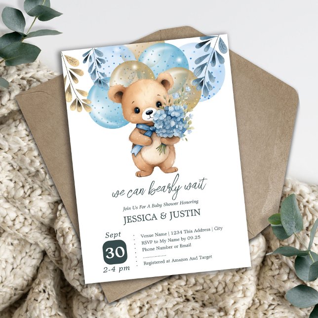Invitación Teddy Bear Balloons Baby Shower (Subido por el creador)