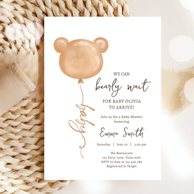 Invitación Teddy Bear Bear Bearly Wait Boho Baby Shower (Subido por el creador)