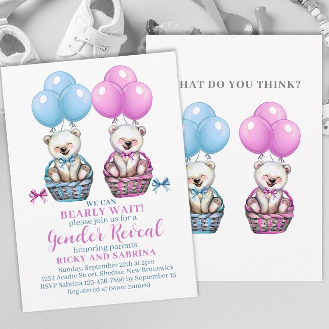 Invitación Teddy Bear Bearly Ahí Género Revelar Bebé (Subido por el creador)