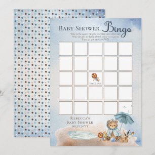 Invitación Teddy Bear Bearly Wait Boy Baby Shower Bingo