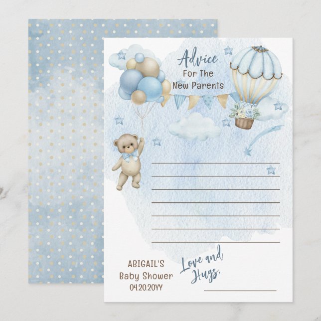 Invitación Teddy Bear Bearly Wait Boy Consejo Baby Shower (Anverso / Reverso)