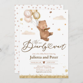 Invitación Teddy Bear Bearly Wait Género Neutral Baby Shower