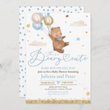 Teddy Bear Beary Cute Baby Boy Blue Baby Shower