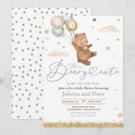 Invitación Teddy Bear Beary Cute Género Neutral Baby Shower