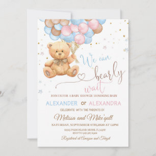Invitación Teddy Bear Bebé ducha con globos Teddy Bear