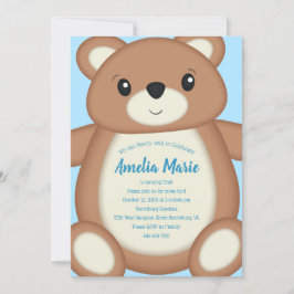 Invitación Teddy Bear Birday Party Blue