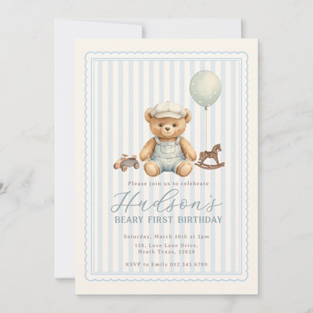 Invitación Teddy Bear Birthday Invitation (Anverso)
