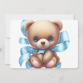 Invitación Teddy Bear Blue Baby Shower