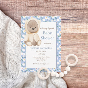 Invitación Teddy Bear Blue Boy Baby Shower