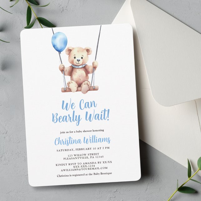 Invitación Teddy Bear Blue Boy Baby Shower (Subido por el creador)