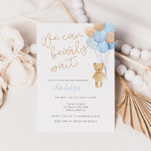 Teddy Bear Blue Tan Balloons Baby Shower