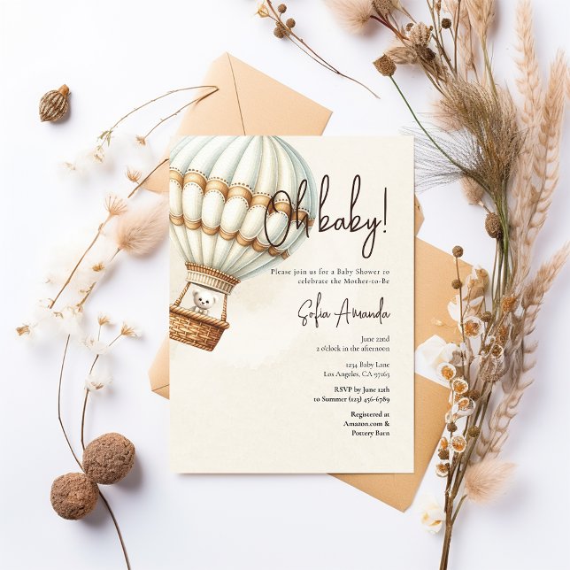Invitación Teddy Bear Boho Nursery Baby Shower (Subido por el creador)