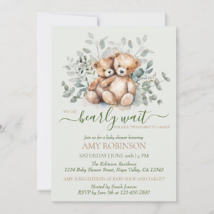 Invitación Teddy Bear Boho Twin Gender Neutral Baby Shower