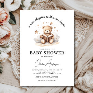 Invitación Teddy Bear Book Nuevo capítulo comienza Baby Showe