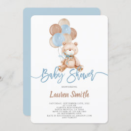 Invitación Teddy Bear Boy Baby Shower
