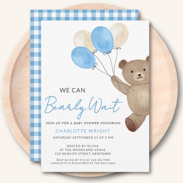 Invitación Teddy Bear Boy Baby Shower (Subido por el creador)
