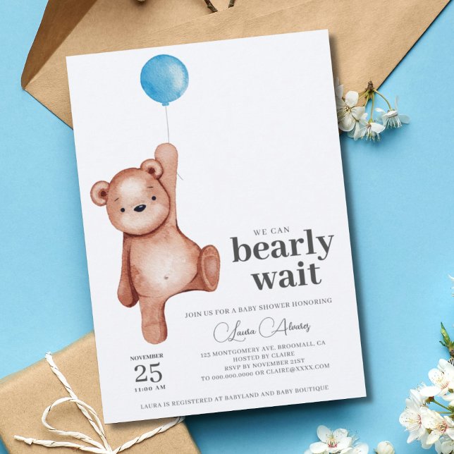 Invitación Teddy Bear Boy Baby Shower (Subido por el creador)