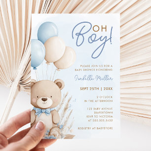 Invitación Teddy Bear Boy Baby Shower
