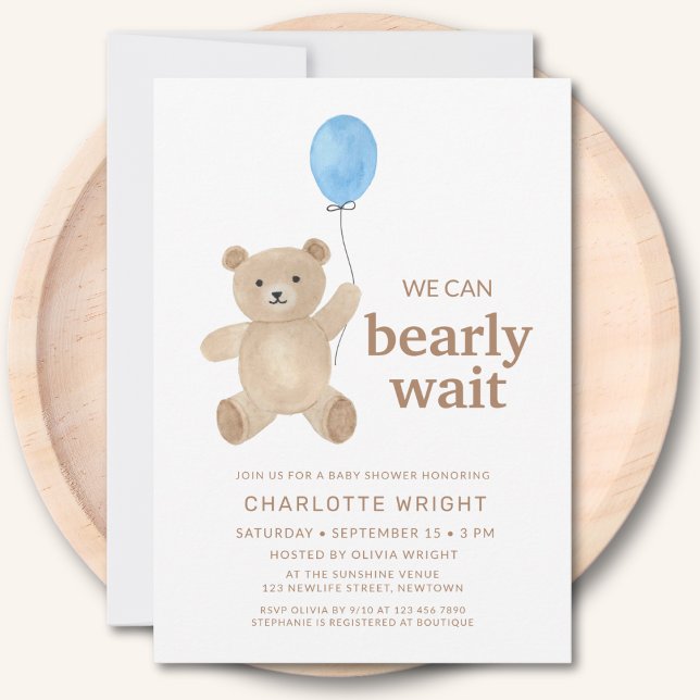 Invitación Teddy Bear Boy Baby Shower (Subido por el creador)