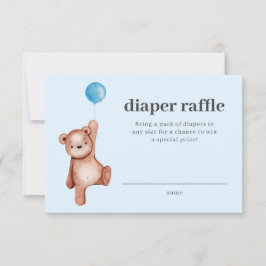 Invitación Teddy Bear Boy Baby Shower Diaper Raffle Insert
